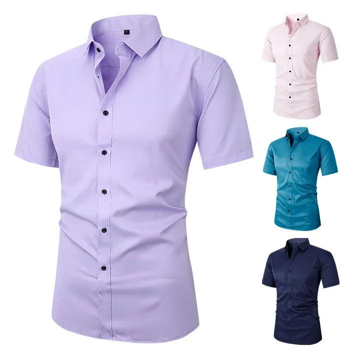 Camisa social de primavera para hombre, camisas de vestir de negocios entalladas, camisa formal y casual elegante de manga larga para hombre, blusas, tops, ropa de marca de hombre