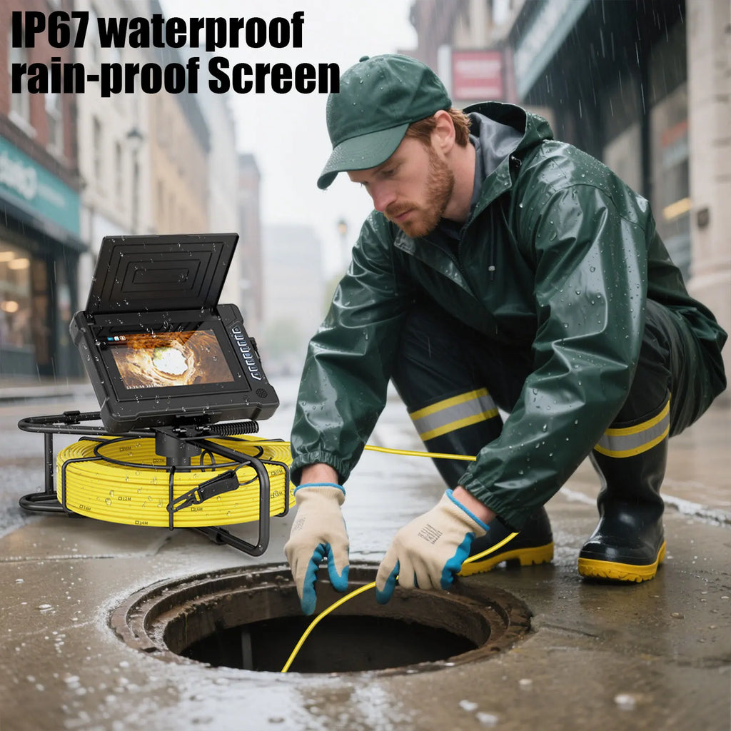 7" Sewer Pipe Inspection Camera Drain Sewer Pipeline Industrial Endoscope DVR Video Recording Plumbing Snake Camera