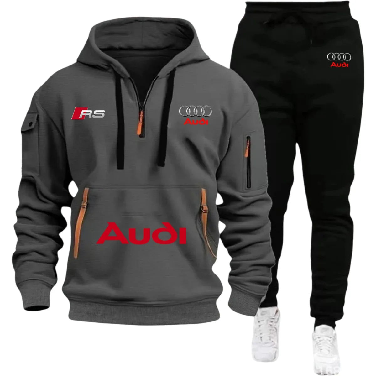 2026 Audi Warm Hoodie Pullover Jacket & Two-Piece Casual Sport Pants Set Insulated Outdoor Fashionistas Summer/Winter Style Clothing
