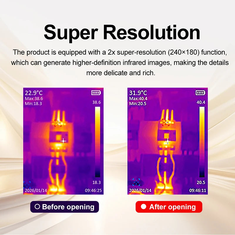 UNI-T Thermal Imaging Camera UTI120S+ 120×90 Pixels Thermal Camera 2X Super Infrared Resolution For Water Leak Detection