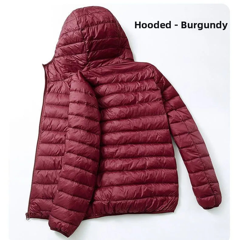 Warmth Lightweight down Cotton Jacket for Men Stand Collar Hooded Outerwear Autumn Winter New Arrival Slim Fit Long Style