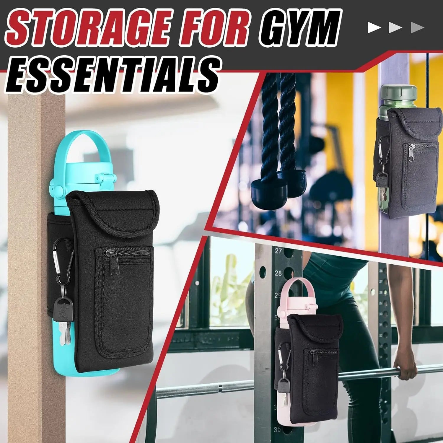New Magnetic Sports Accessories Fitness Water Bottle Mobile Phone Storage Sports Cup Cover Waterproof Large Capacity Storage Bag
