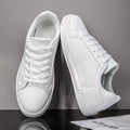 "Zapatos casuales de negocios para hombre / Zapatos suaves para mujer: tenis cómodos y casuales de poliuterano para hombre, tenis blancos sólidos para otoño."