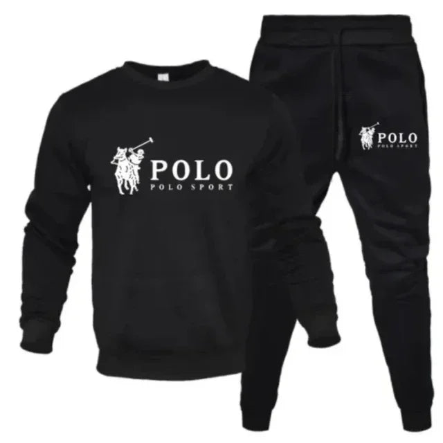 "Conjuntos de otoño e invierno para hombre de sudaderas de cuello redondo y pantalones de jogging: ropa de moda de otoño e invierno para fitness al aire libre y casual."