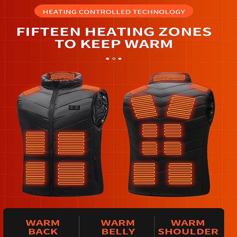 Chaleco calefactable con 21 zonas de calor, chaqueta eléctrica para hombres y mujeres, ropa deportiva, abrigo térmico de grafeno, chaqueta con calefacción USB para camping