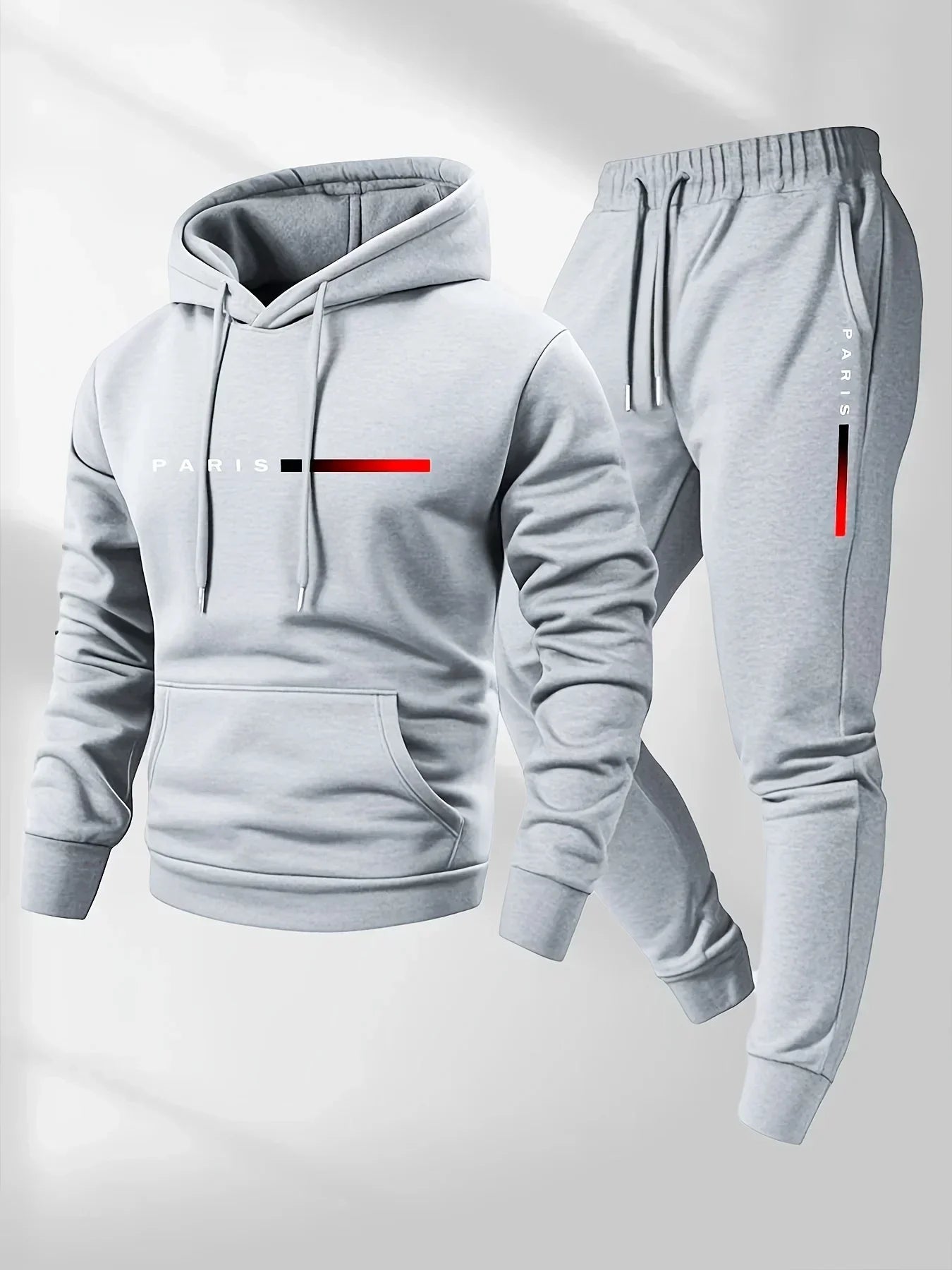 "Conjunto de ropa deportiva estampada: Sudadera deportiva con capucha de una pieza, conjunto de pantalones largos, conjunto de calentamiento."