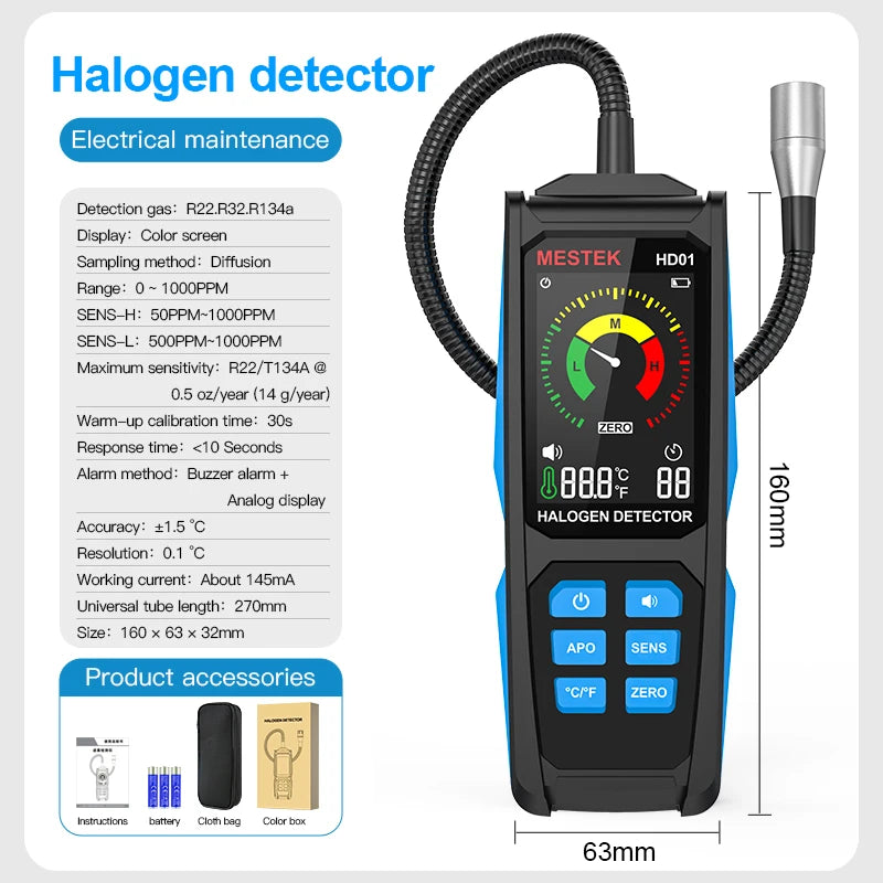 R22/R32/R134a/R410 Refrigerant Gas Detector Professional Air Conditioning And Refrigerator Maintenance Halogen Leak Detector
