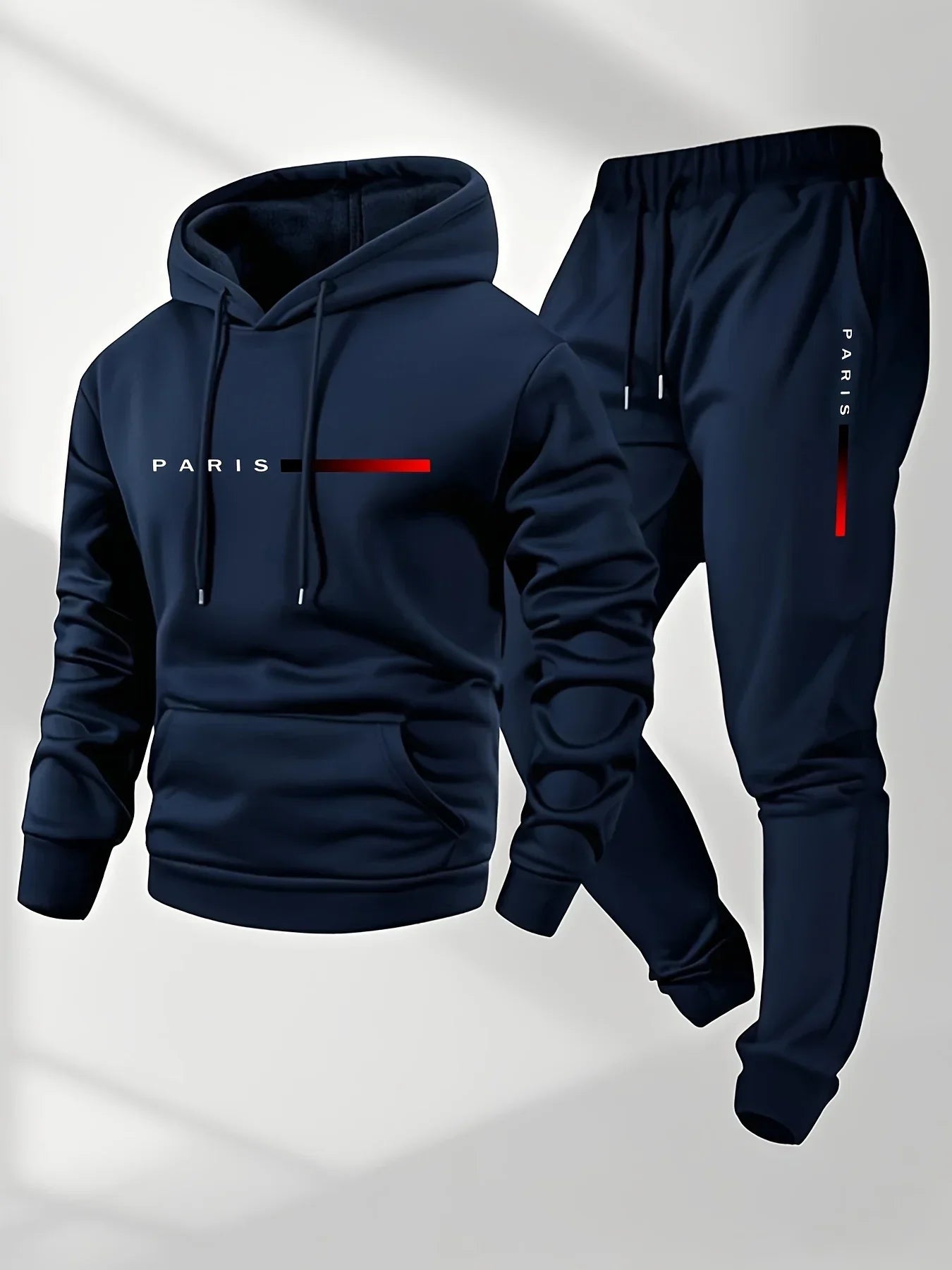 "Conjunto de ropa deportiva estampada: Sudadera deportiva con capucha de una pieza, conjunto de pantalones largos, conjunto de calentamiento."