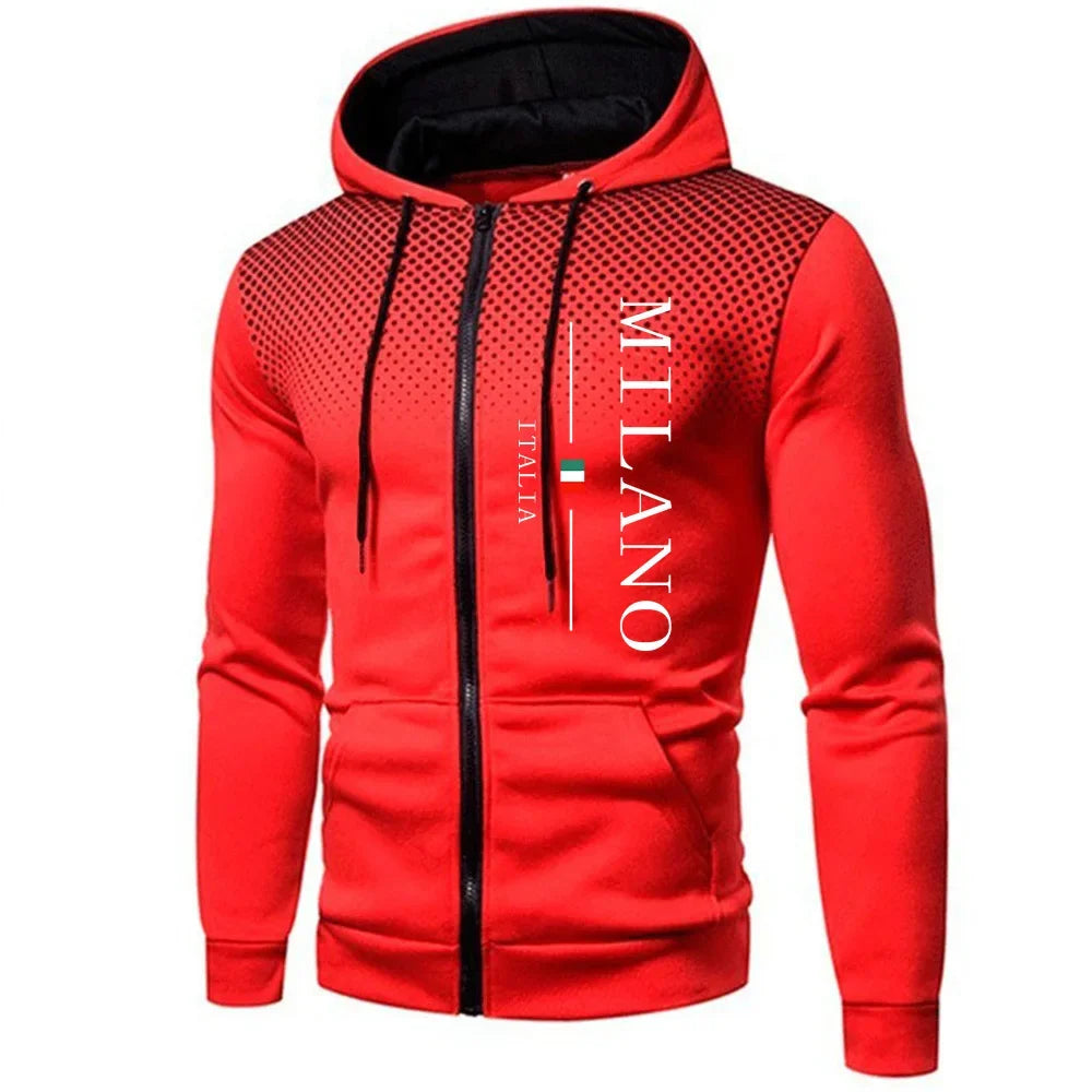 "Chaqueta con capucha y cremallera para hombre con estampado, prenda de abrigo para otoño e invierno, sudadera casual y deportiva para uso diario, running, exteriores y abrigo para andar en motocicleta."