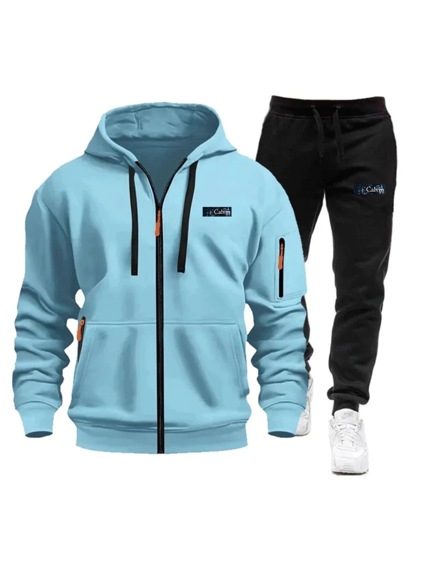 "Ropa deportiva para hombre para primavera, otoño e invierno con bolsillos con cremallera: incluye conjuntos de jogging y sudaderas tipo pullover casuales de ropa deportiva."