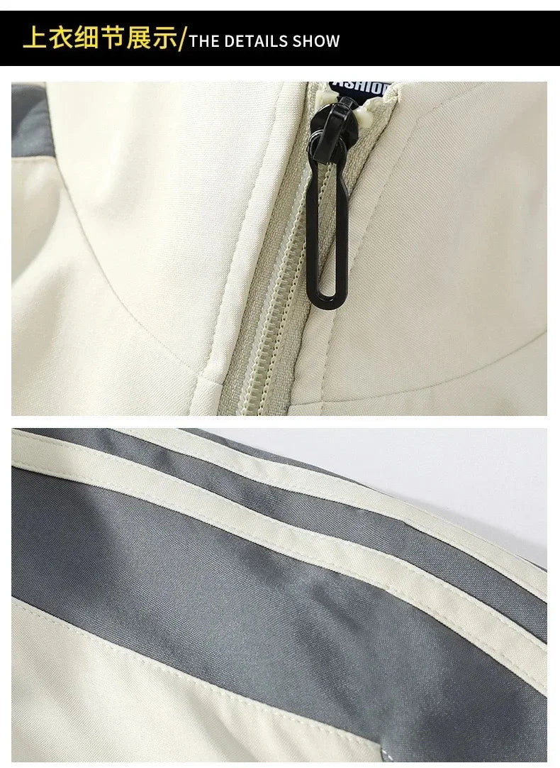 Autumn and winter fashion printed new trend outdoor sports jacket set for men's casual loose sports plus size high-quality two-p