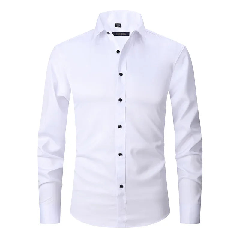Camisa social de primavera para hombre, camisas de vestir de negocios entalladas, camisa formal y casual elegante de manga larga para hombre, blusas, tops, ropa de marca de hombre