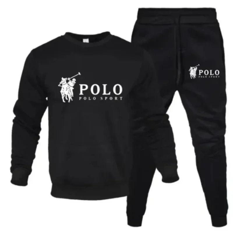"Conjuntos de otoño e invierno para hombre de sudaderas de cuello redondo y pantalones de jogging: ropa de moda de otoño e invierno para fitness al aire libre y casual."