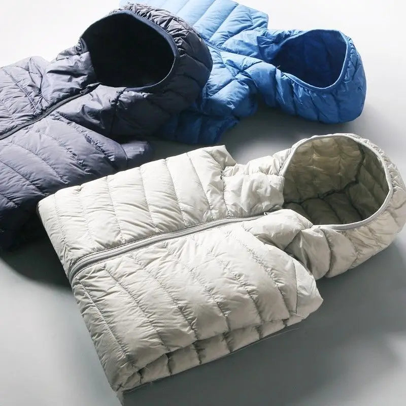 Warmth Lightweight down Cotton Jacket for Men Stand Collar Hooded Outerwear Autumn Winter New Arrival Slim Fit Long Style