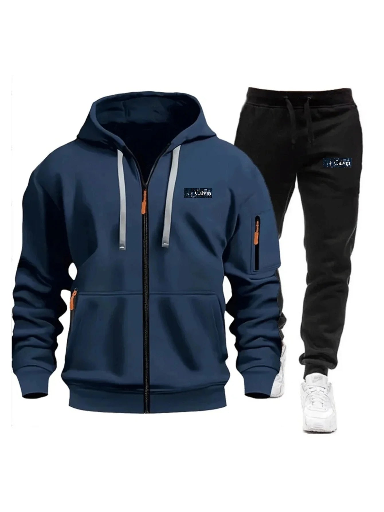 "Ropa deportiva para hombre para primavera, otoño e invierno con bolsillos con cremallera: incluye conjuntos de jogging y sudaderas tipo pullover casuales de ropa deportiva."