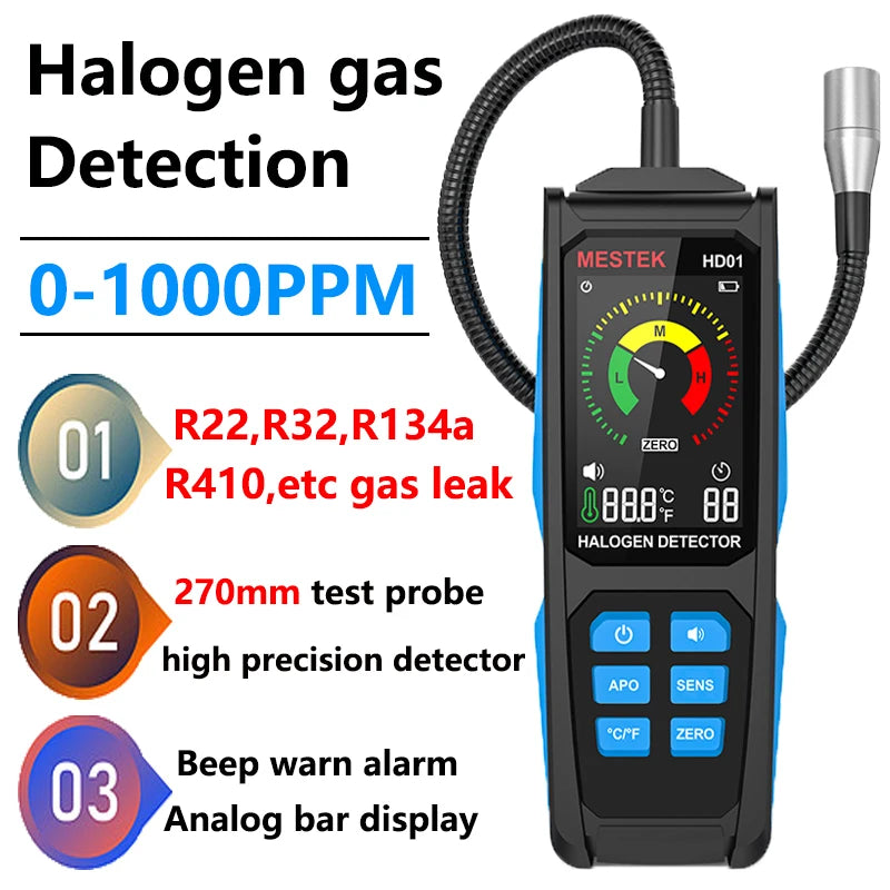 R22/R32/R134a/R410 Refrigerant Gas Detector Professional Air Conditioning And Refrigerator Maintenance Halogen Leak Detector