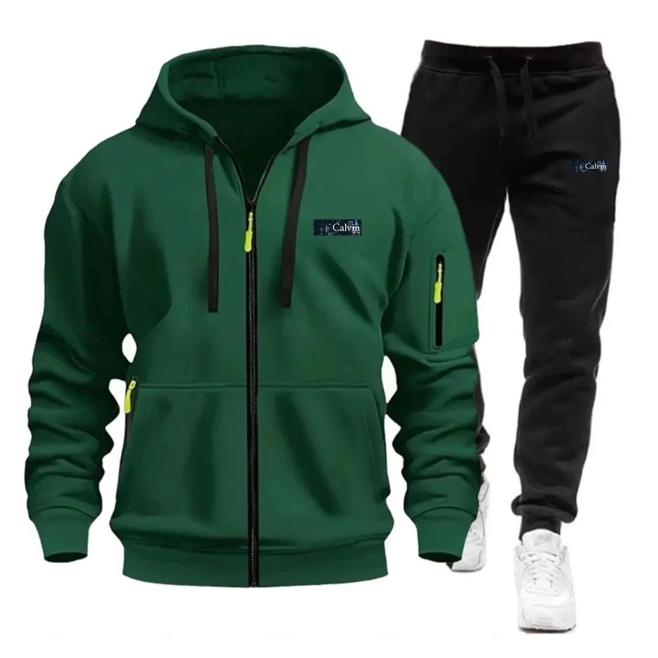 "Ropa deportiva para hombre para primavera, otoño e invierno con bolsillos con cremallera: incluye conjuntos de jogging y sudaderas tipo pullover casuales de ropa deportiva."